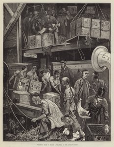 ロンドンのドックでお茶の船に乗って大量破壊 作： William Bazett Murray